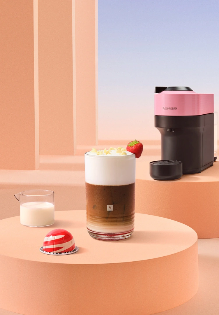 White Chocolate Strawberry Iced Latte